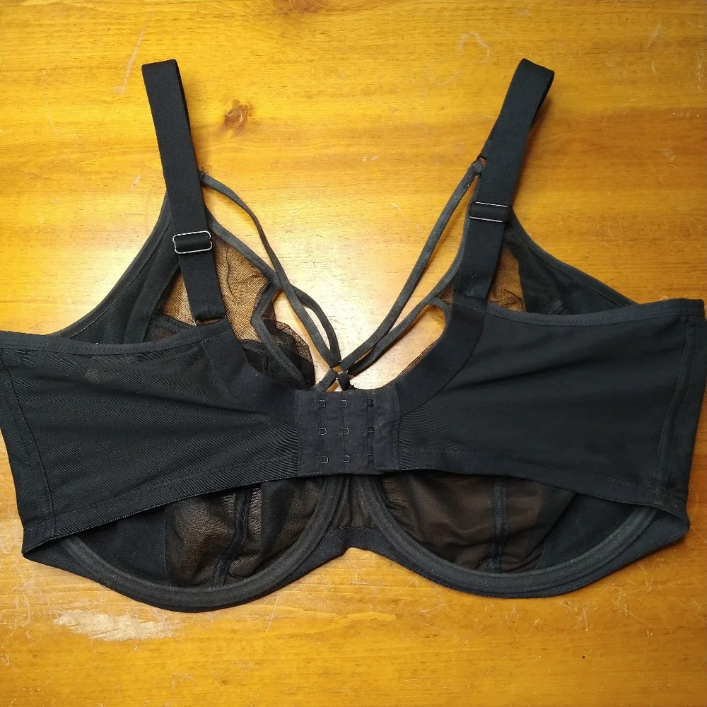 Elomi Black Sachi Side Support Strappy Sexy Lingerie Cage Bra Size 38L_3